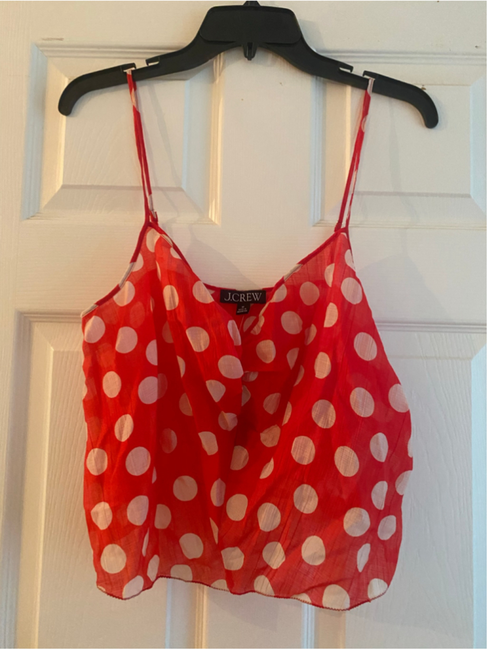 Women's J.Crew Red and White Polka Dot Camisole Top, Size M